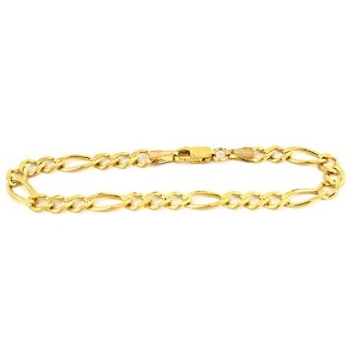 Bracelet Real 10K Yellow Gold Hollow Figaro 4.0mm, 7'' to 10''