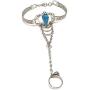 Mia Jewel Shop Teardrop Stone Silver Cuff Harem Bracelet with Ring