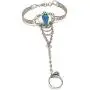 Mia Jewel Shop Teardrop Stone Silver Cuff Harem Bracelet with Ring Mia Jewel Shop Teardrop Stone Silver Cuff Harem Bracelet with Ring