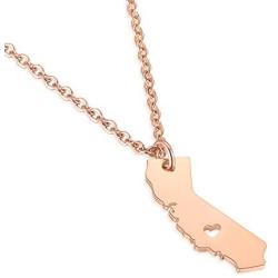 Hazado California State Necklace California Moving Gift CA Map Pendant Charm Jewelry for Women Teens Rose Gold