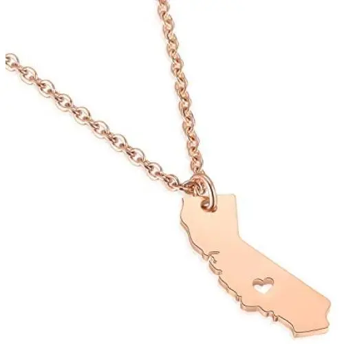 Hazado California State Necklace California Moving Gift CA Map Pendant Charm Jewelry for Women Teens Rose Gold Hazado California State Necklace California Moving Gift CA Map Pendant Charm Jewelry for Women Teens Rose Gold