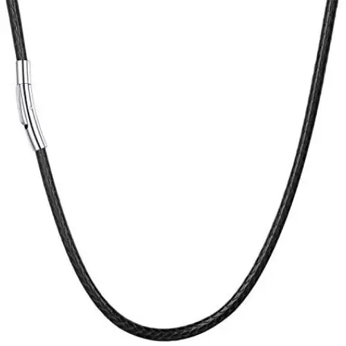 U7 2mm 3mm Black/Brown Leather Cord Necklace with Customizable Stainless Steel Clasp, Men Women Woven Wax Rope Chain for Pendant,Length 16'' 18'' 20'' 22'' 24'' 26'' 28'' 30'' U7 2mm 3mm Black/Brown Leather Cord Necklace with Customizable Stainless Steel Clasp, Men Women Woven Wax Rope Chain for Pendant,Length 16'' 18'' 20'' 22'' 24'' 26'' 28'' 30''