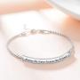 “She Believed She Could So She Did” Sterling Silver Engraved Inspirational Adjustable Bracelet Graduation Gift for Her, Women (White Gold Plated)