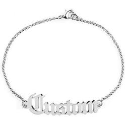 925 Sterling Silver Old English Nameplate Bracelet Anklet Personalized Custom Made with Any Name