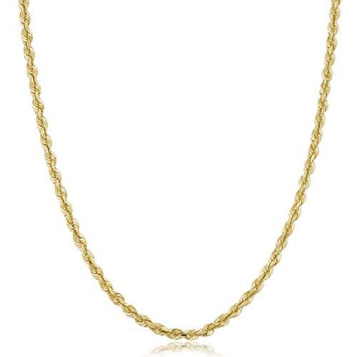 14K Rope 1.5MM - 4MM Diamond Cut Rope Gold Chain Necklace For Men And Women- 16-30, Lobster Clasp, Twist Braided Jewelry Gadget, Perfect For Pendants, 16-30 Inch