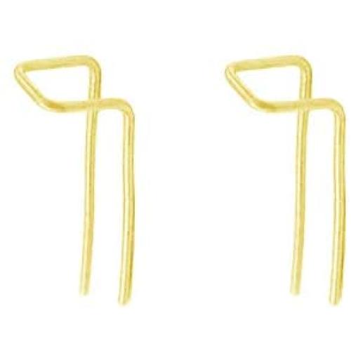 Minimalist double Piercing Earrings for Women Girls Men S925 Sterling Silver Bar Threader Dangle Drop Stud Tragus 2 Hole Lobe Bended Hook Fashion Personalized Hypoallergenic Jewelry Gold Plated
