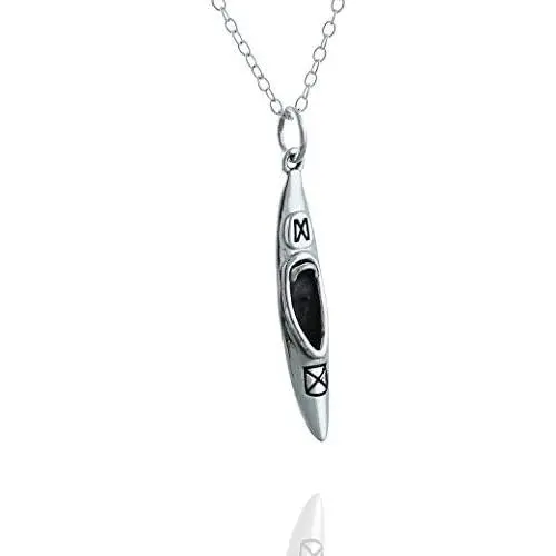 FashionJunkie4Life Sterling Silver 3D Kayak Charm Necklace, 18'' Chain Kayaking Kayaker Canoe FashionJunkie4Life Sterling Silver 3D Kayak Charm Necklace, 18'' Chain Kayaking Kayaker Canoe