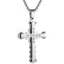 HZMAN Mens Stainless Steel Cross Necklace Inlaid Cubic Zirconia Simple Fashion Pendant Gold Silver Black 22 + 2 Inch Chain