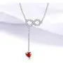 Aurora Tears 925 Sterling Silver Y-Necklace Women Lariat Necklace Crystal Red Heart Charm Pendant Girls Dating Gift