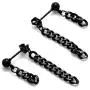Fusamk Punk Rock Stainless Steel Long Chain Stud Earrings Drop Dangle Earrings Fusamk Punk Rock Stainless Steel Long Chain Stud Earrings Drop Dangle Earrings
