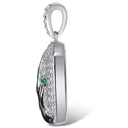 Santuzza 925 Sterling Silver Delicate Cherry Tree Pendants Shiny White Cubic Zirconia Jewelry (Pink/Green)