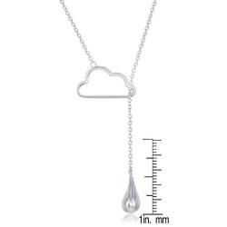 Beaux Bijoux Sterling Silver Italian High Polish Cloud w/Hanging Raindrop 16+2'' Lariat Necklace