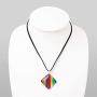 SUVANI Hand Blown Glass Multi-Colored Rainbow Striped Pendant Necklace or Dangle Earrings