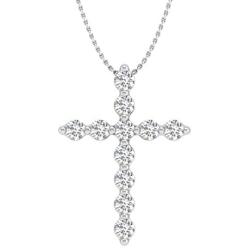 10K Gold Diamond Cross Pendant Necklace (1/4 Carat) with Silver Chain