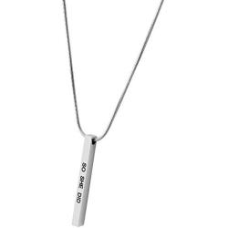 Lademayh Bar Necklace Engraved Inspirational Word Necklaces for Women, Stainless Steel Vertical Personalized Necklace with 20''+2'' Chain