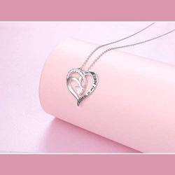 925 Sterling Silver Jewelry Engraved Always My Mother Forever My friend/I Love You to The Moon and Back Pendant Necklace for Women Girls Mom Wife Daughter Christmas Gift Love Heart Necklaces