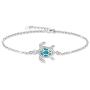 OneSight Blue Opal Sea Turtle Bracelet/Anklet/Necklace/Earring Sterling Silver Bracelets Jewelry for Women Gifts