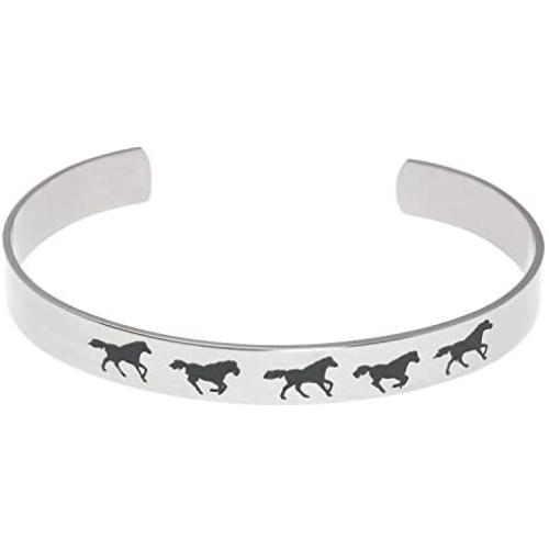 Joyful Sentiments Pet Jewelry Stainless Steel Running Horse Cuff Bracelet