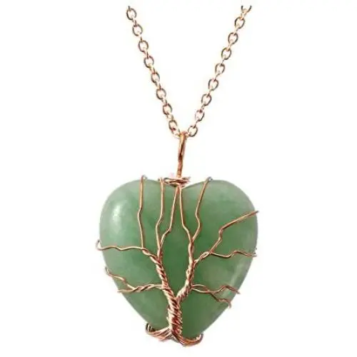 Top Plaza Natural Healing Crystals Necklace Tree of Life Wire Wrapped Stone Heart Pendant Necklaces Reiki Quartz Jewelry for Womens Girls Ladies Top Plaza Natural Healing Crystals Necklace Tree of Life Wire Wrapped Stone Heart Pendant Necklaces Reiki Quartz Jewelry for Womens Girls Ladies