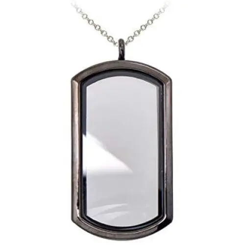 Paialco Magnetic Rectangle Glass Window Floating Locket Pendant Necklace Paialco Magnetic Rectangle Glass Window Floating Locket Pendant Necklace