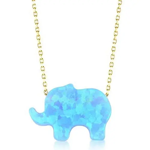 GELIN 14k Solid Gold Opal Pendant Chain Necklace - Opal Jewelry for Women
