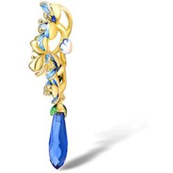 Santuzza Blue Flower Gold Plating Pendant Genuine 925 Sterling Silver Gorgeous Dangle Glass Handmade Enamel Dangle Jewelry For Women