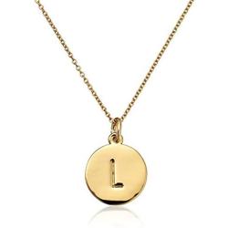 Gold Plated 925 Sterling Silver 6mm Small Disc Dainty Letter Pendant Necklace Personalized Hypoallergenic Initial Heart Engraved Jewelry Women Girls Birthday Gift