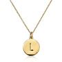 Gold Plated 925 Sterling Silver 6mm Small Disc Dainty Letter Pendant Necklace Personalized Hypoallergenic Initial Heart Engraved Jewelry Women Girls Birthday Gift