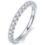 HAFEEZ CENTER 14K Solid Gold 2.5mm Half Eternity Moissanite Wedding Band Ring