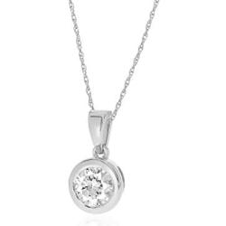 La Joya 1/4-1 Carat Total Weight (cttw) Certified Lab Grown Diamond Pendant Necklace - Solid 14k White Or Yellow Gold Bezel Setting With Adjustable Chain - GH Color And VS/SI Clarity Up Diamonds