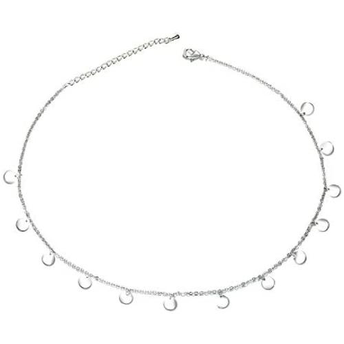 EGOO&YAMEE Coink Choker Necklace Star and Moon Handmade Dainty Layered Choker Necklace Set for Women Girls