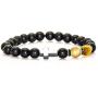 Mgutillart 8MM Natural Stone Matte Agate Beads Bracelet Hematite Cross Bracelet