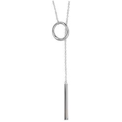 S.Leaf Sterling Silver Lariat Bar Necklace Open Circle Y Necklace Vertical Bar Looped Long Necklace (Silver, 58)