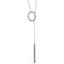 S.Leaf Sterling Silver Lariat Bar Necklace Open Circle Y Necklace Vertical Bar Looped Long Necklace (Silver, 58)