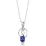 Peora Created Blue Sapphire Earrings Pendant Necklace Jewelry Set in Sterling Silver, Dainty Design, Oval Shape, 2.25 Carats total, with 18 inch Chain