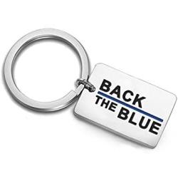 KUIYAI Back The Blue Keychain Blue Lives Matter Keychain Police Support Gift