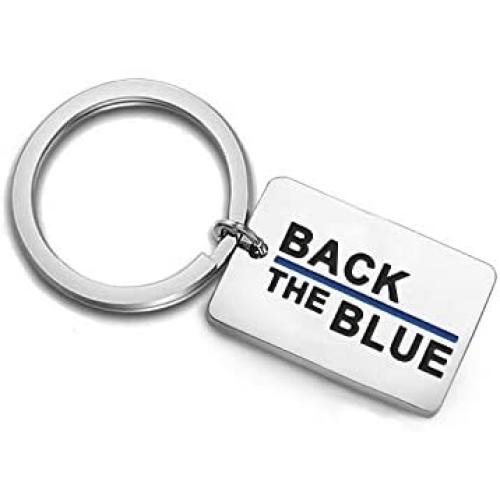 KUIYAI Back The Blue Keychain Blue Lives Matter Keychain Police Support Gift