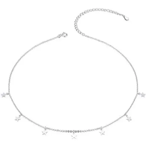 S925 Sterling Silver Stars Choker Short Necklace for Women Jewelry