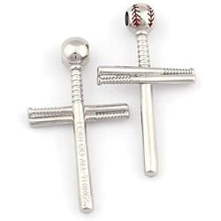 Gungneer Cross Baseball Necklace Pendant Stainless Steel Keel Chain Softball Sports Strength Jewelry Gift Men Women