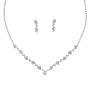 Fairyu Bride Wedding Crystal Necklace Earrings Set Silver Bridal Flower Dangle Earrings Necklaces Jewelry Party Rhinestone Pendant Necklace Drop Earrings for Women and Gilrs