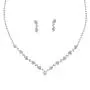 Fairyu Bride Wedding Crystal Necklace Earrings Set Silver Bridal Flower Dangle Earrings Necklaces Jewelry Party Rhinestone Pendant Necklace Drop Earrings for Women and Gilrs