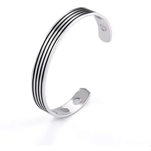LUSSO Stainless Steel Magnetic Therapy Energy Cuff Bangle Engraving Geometric Pattern Health Care Amulet Bracelets for Women Men LUSSO Stainless Steel Magnetic Therapy Energy Cuff Bangle Engraving Geometric Pattern Health Care Amulet Bracelets for Women Men