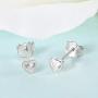 Silver Stud Earrings for Women, 3 Pairs Tiny Round Heart Triangle Cubic Zirconia Studs Hypoallergenic Earrings Set Piercing Jewelry for Men Girls, 4mm
