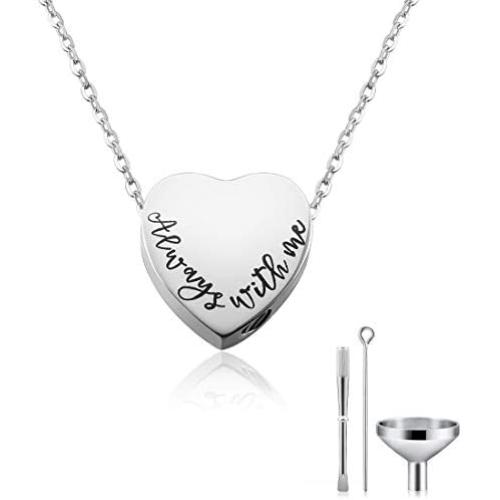 Cat Eye Jewels Stainless Steel A Piece of mMy Heart has Wings Heart Pendant Cremation Keepsake Ash Holder Memorial Urn Necklace for Ashes with Funnel Kit