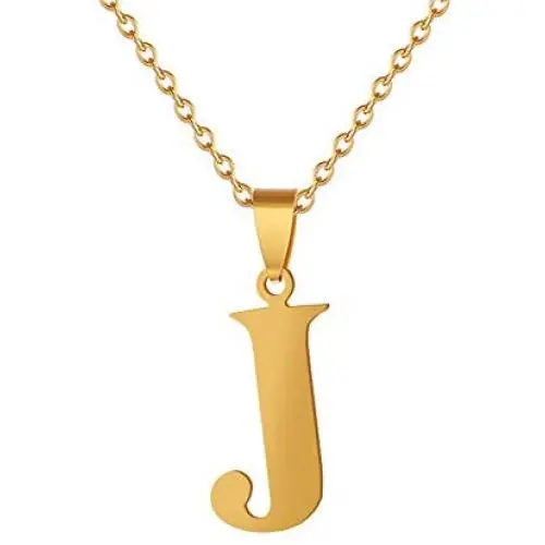 Fashion Initial Letter Pendant Necklace Stainless Steel Gold Color Mens Womens Custom Capital Letter Name Necklace Personalized Jewelry Gift(Letter J) Fashion Initial Letter Pendant Necklace Stainless Steel Gold Color Mens Womens Custom Capital Letter Name Necklace Personalized Jewelry Gift(Letter J)