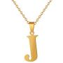 Fashion Initial Letter Pendant Necklace Stainless Steel Gold Color Mens Womens Custom Capital Letter Name Necklace Personalized Jewelry Gift(Letter J)