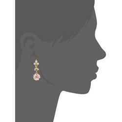 Downton Abbey Boxed Gold-Tone Pink Porcelain Rose and Crystal Drop Earrings