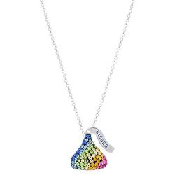 Hershey’s Kisses Jewelry for Women, Silver Plated Crystal Kiss Charm Necklace