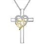 S925 Sterling Silver Faith Hope Love Cross Pendant Necklace