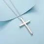 Carleen White Gold Plated High Polished Solid 925 Sterling Silver Large Mens Cross Crucifix Pendant Necklace Chain Jewelry For Men Boys, With 20 Inch Strong Durable Solid Silver Rolo Chains Lobster Clasp